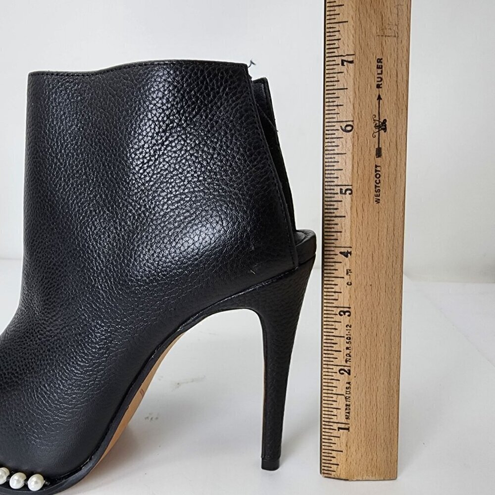 Karl Lagerfeld Cyron Black Leather Beaded Stiletto Booties, Women's 5 - Picture 10 of 10